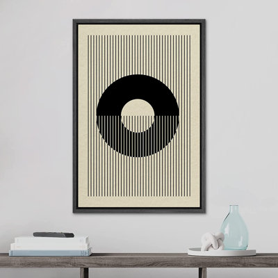 Illusion, cercle noir, ligne, collage, formes abstraites, illustrations - peinture à cadre flottant sur toile