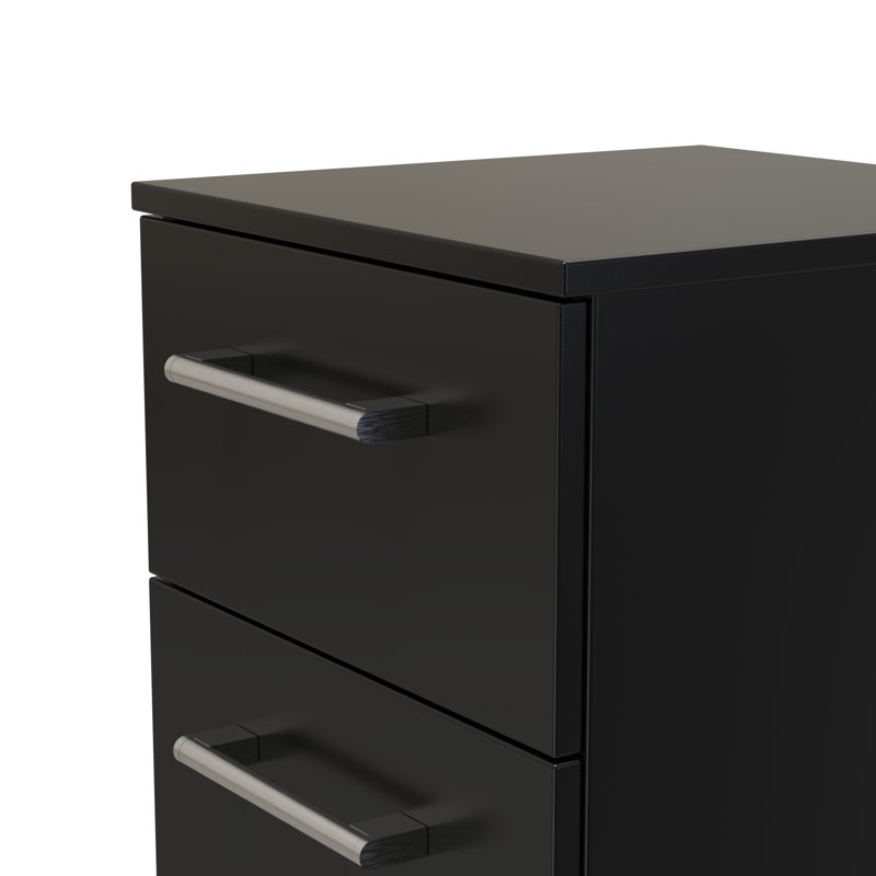 Beraud 37cm W Manufactured Wood Bedside Table, Black Matt