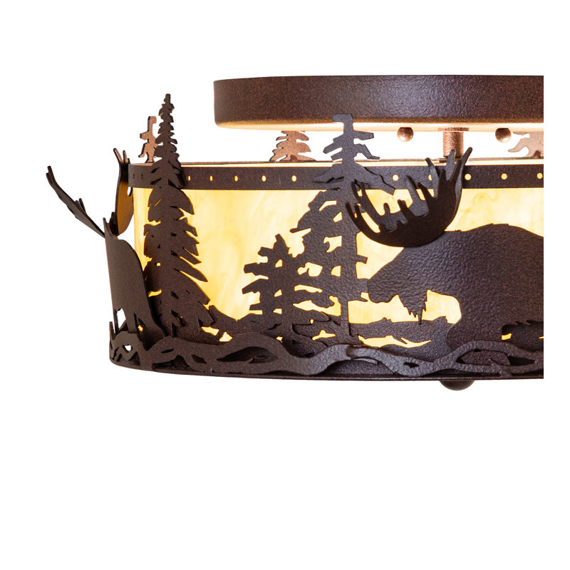 2 - Light Flush Mount, Distressed Rust