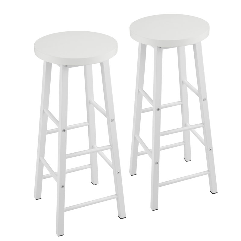 Haydenville Upholstered Counter Stool with Metal Frame, White, White