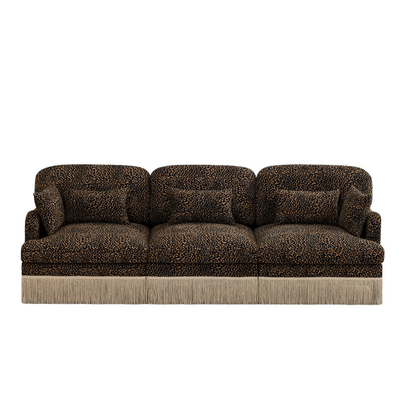 Deep Seat Chenille 100 Inch Modern Sectionals, Leopard Sofa For Home