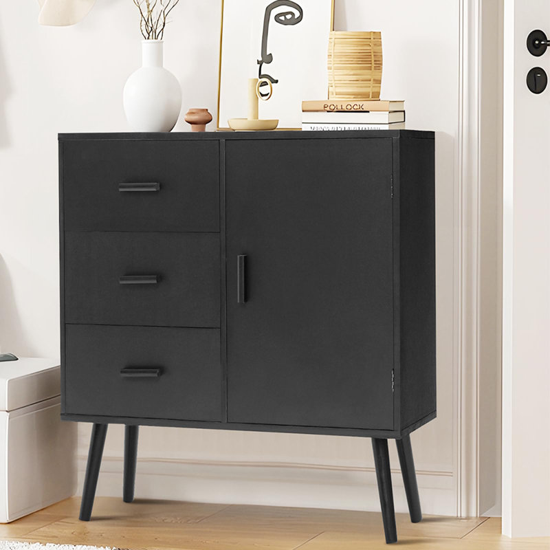 Greicy Freestanding Bathroom Cabinet, Black