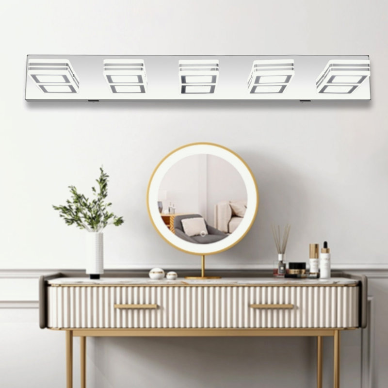 Luminaire miroir de maquillage à DEL 5 lumières en chrome chromé
