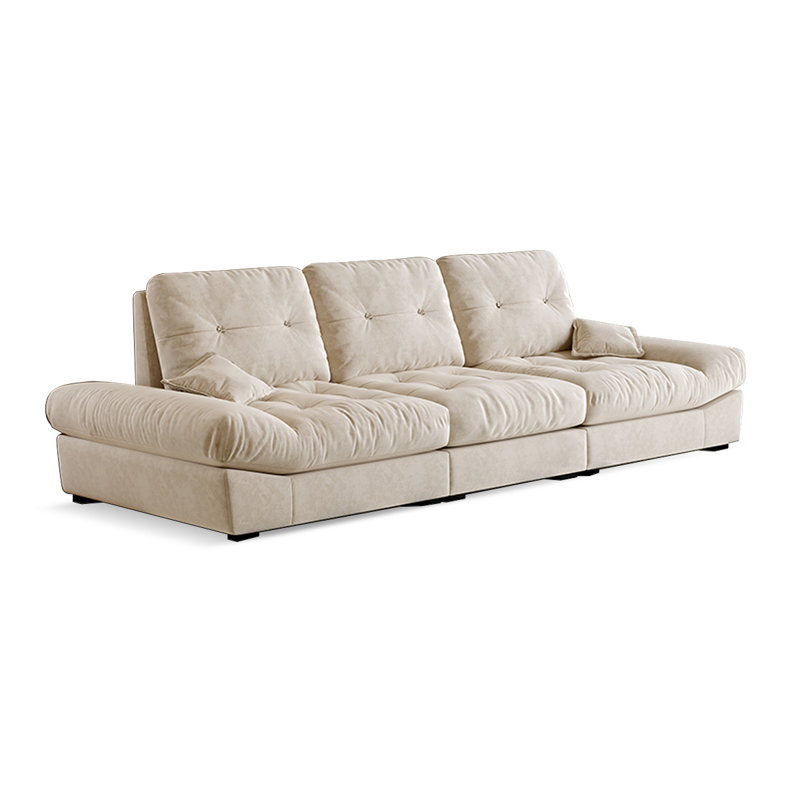 Beige Polyester Modular Sofa, 37.4" H x 118.11" W x 48.43" D