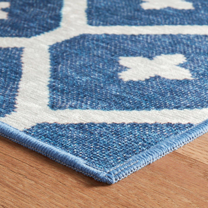 Elizabeth Navy Machine Washable Rug, Rectangle 7'6" x 9'6"