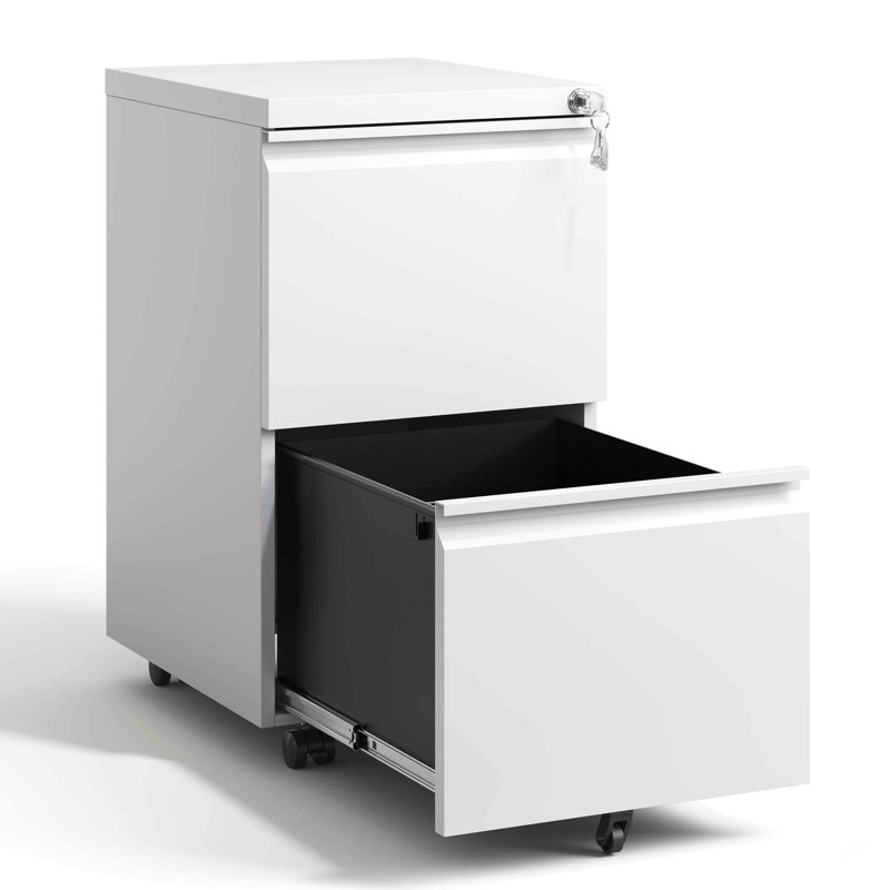 2 Drawer Metal  Mobile File Cabinet, Rolling File Cabinet with Lock for Hanging Legal/Letter/A4 Size,Fully Assembled Except Wheels