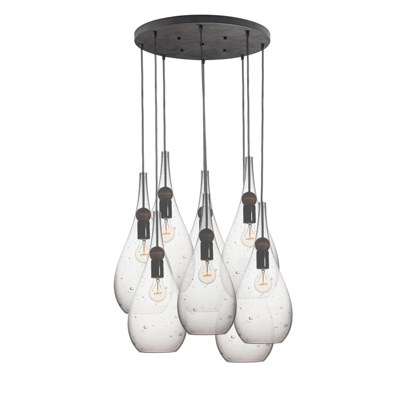 Earth 8 - Light Chandelier, 120" H x 18" W x 18" D, Black, Seeded Glass