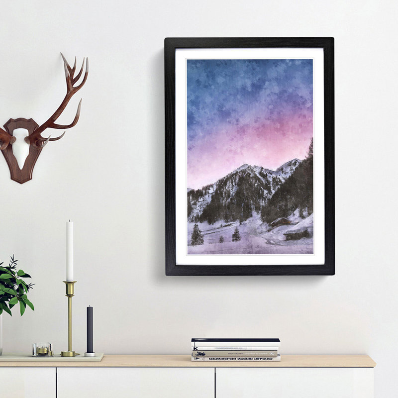 Mountains in Weissenbach Italy - Picture Frame Painting Print, Black Framed, 87cm H x 62cm W x 2cm D
