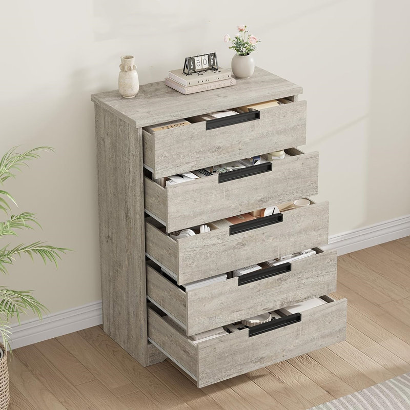 Commode 5 tiroirs , Gris
