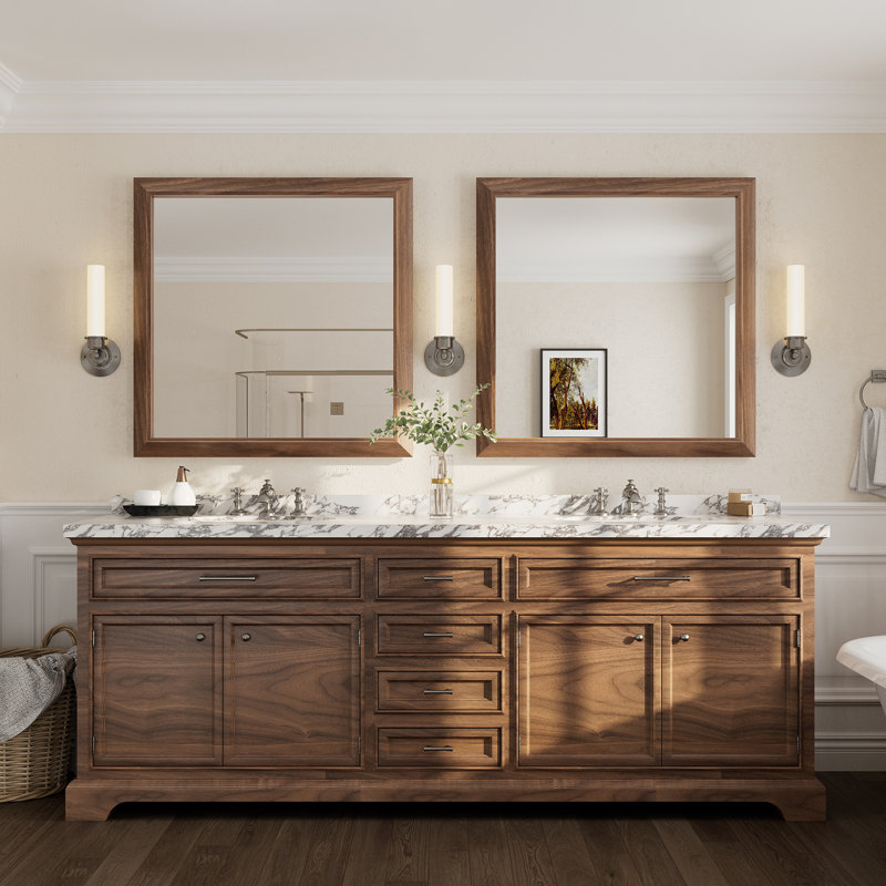 Miroir mural Amara, 48 po x 30 po, Bois brun foncé