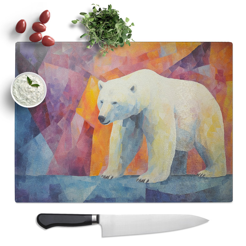 Polar Bear Abstract No.2  Glass Chopping Board