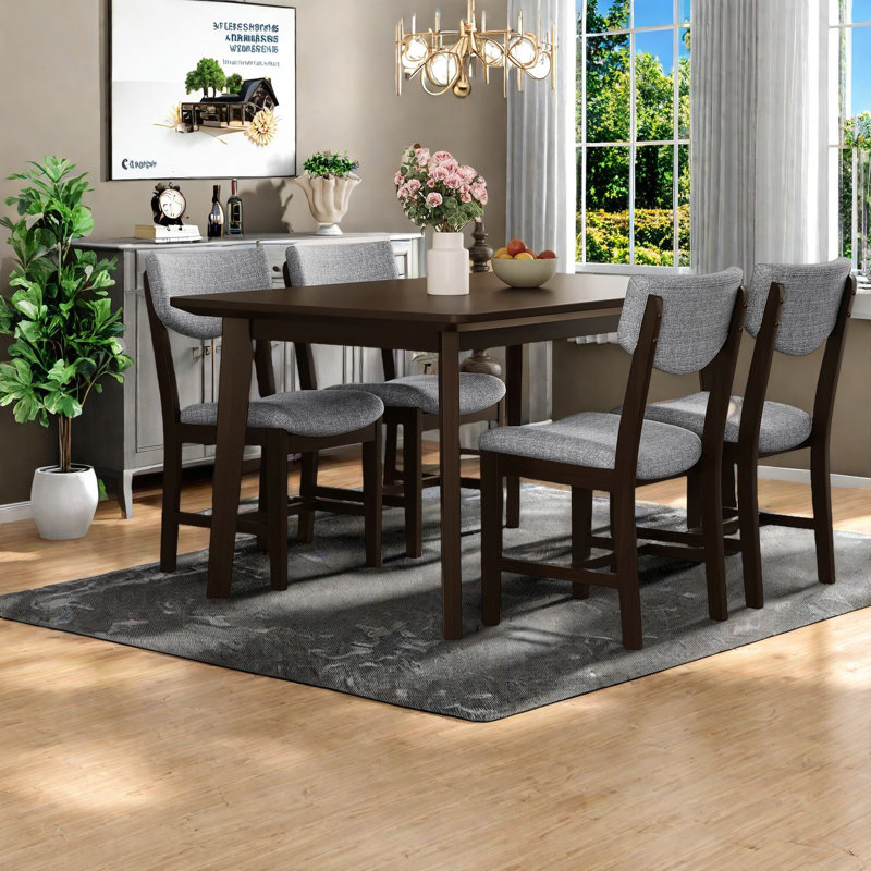 Ensembles de table de salle à manger compacts et rustiques, en bois massif, de style maison de campagne