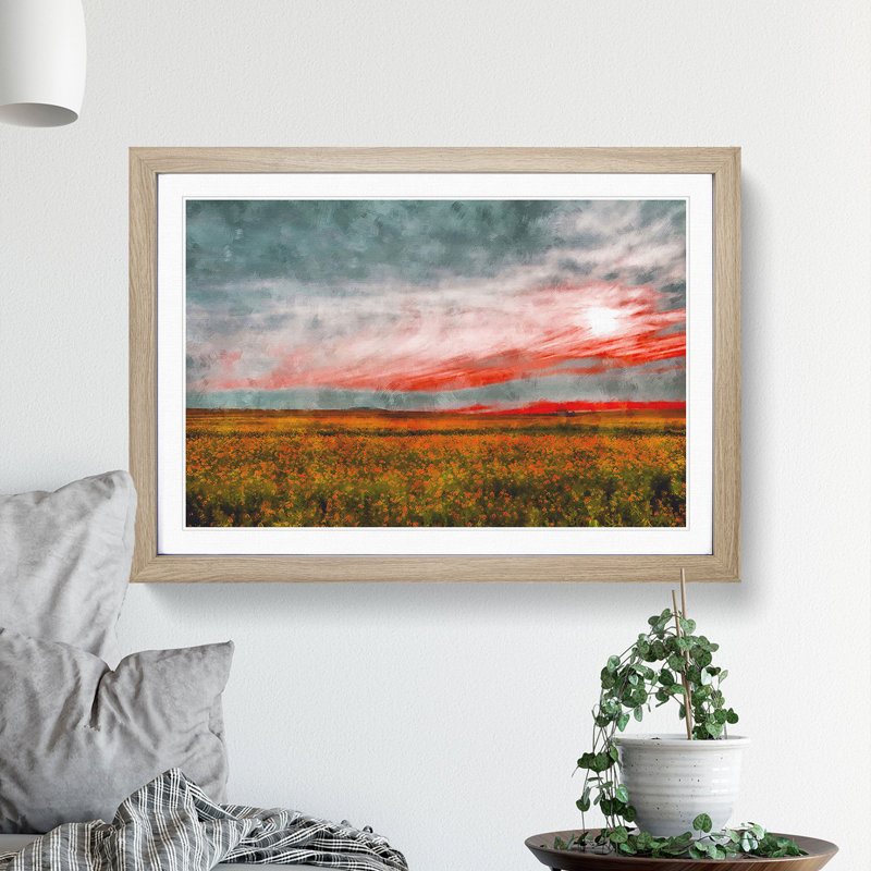 Meadow in South Africa - Picture Frame Graphic Art, 27cm H x 36cm W x 2cm D, Oak Framed