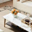 Table de salon rectangulaire Golden + White - structure en métal, rangement spacieux, facile à installer et salle blanche Golden + White, métal, intérieur