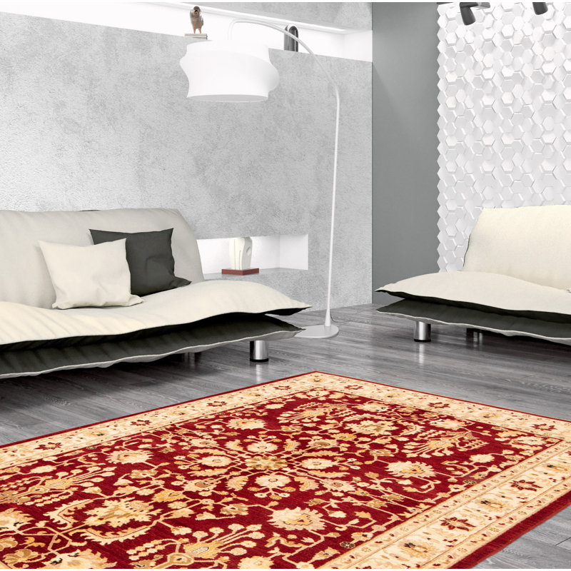 Tapis rouge foncé Peshawar Oushak 6 pi 1 po x 9 pi 4 po