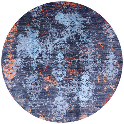 Tapis géométrique bleu / rouge / orange Hutsell