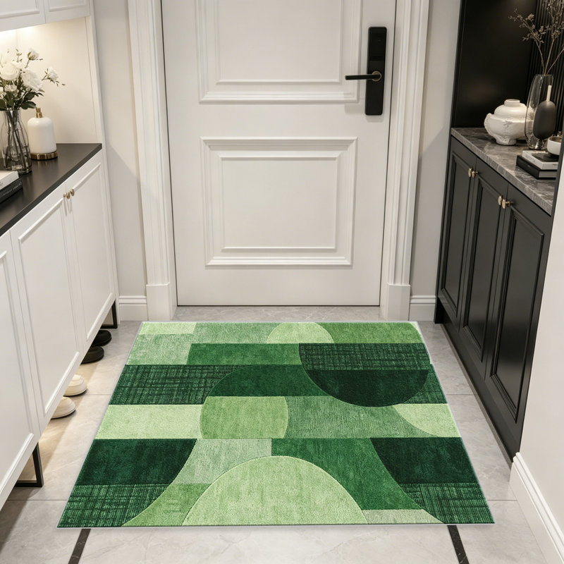 Forest Geo Block carpet-easy to clean, machine-washable, soft and comfortable; suitable for door mats, kitchens, living rooms, bedrooms, corridors, and laundry areas. Easy to clean, durable carpet for home decoration.