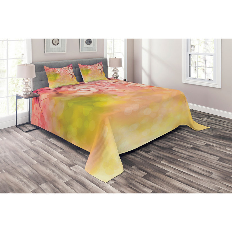 Eclectic Polyester Floral Coverlet, King Bedspread + 2 Shams