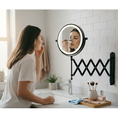 Adrieanne murale rechargeable avec grossissement 1X / 10X, bras extensible pivotant à 360 °, 3 lumières réglables de couleur