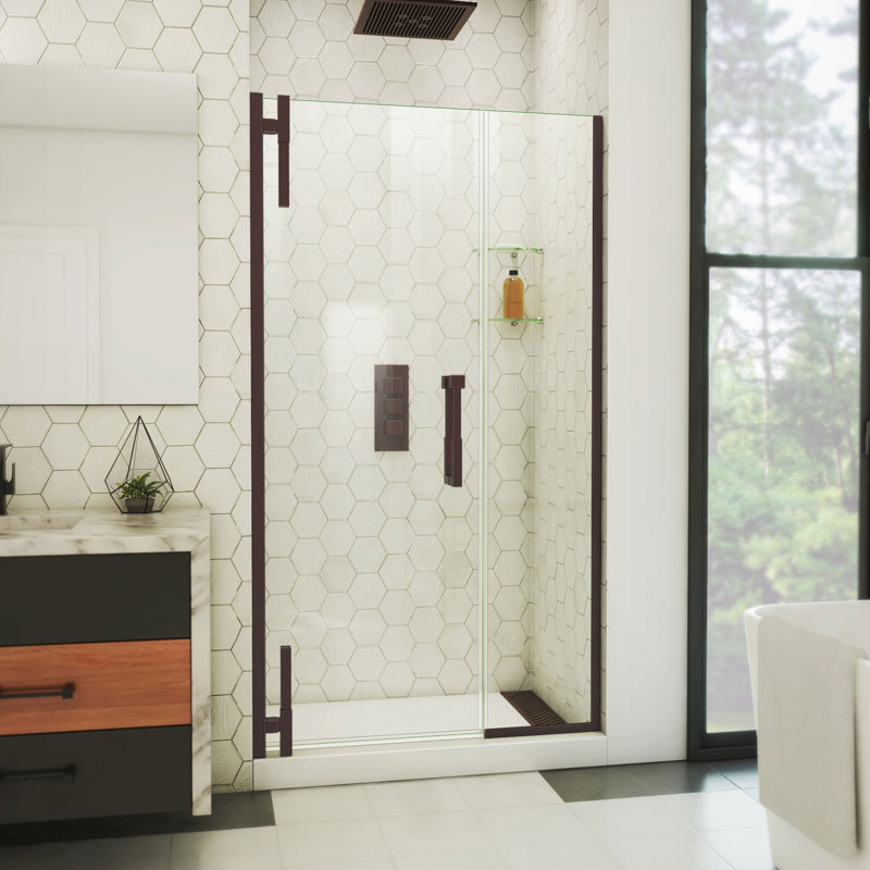  DreamLine Ascend 40 1/2 - 41 1/2 inch W x 72 inch H Frameless Pivot Shower Door in Oil Rubbed Bronze, 41.5"