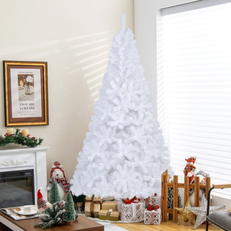 Arbre de Noël blanc avec pieds solides, 7'