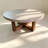 Round Solid Wood Coffee Table with Concrete Finish