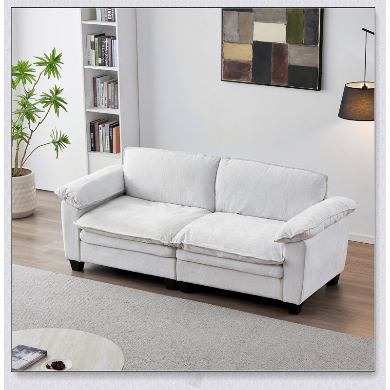 Grand canapé de luxe pour causeuse avec canapé rembourré en chenille douce pour un confort et un style modernes, Beige