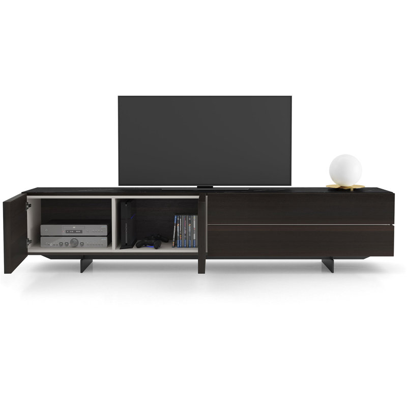 Fletcher Media Cabinet in Smoked Oak and Black Marble Ceramic