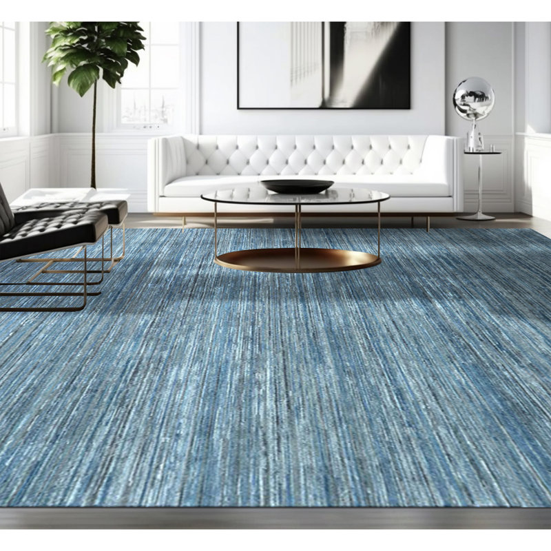 Hand Knotted Area Rug in Blue/White, Rectangle 9' x 12'