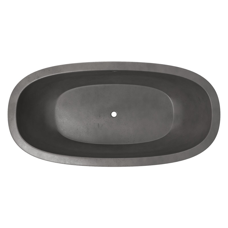 Avalon NativeStone Freestanding Soaking Cement Bathtub, Slate, 23" H x 36" W x 72" L