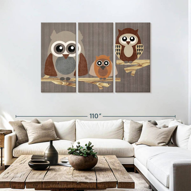 Brampt Three Owls, 48" H x 74" W