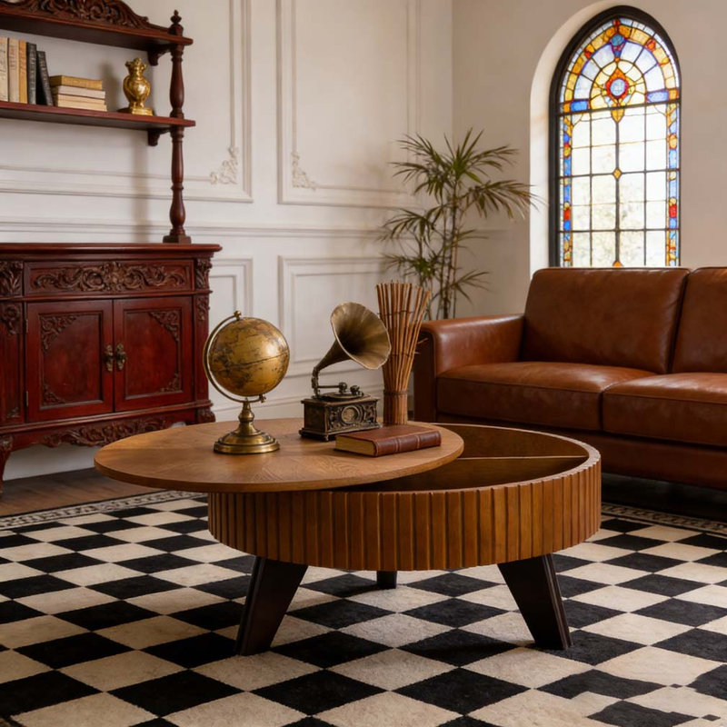 Table basse 31,5 "Retro, H 15,7 po x L 31,5 po x l 31,5 po