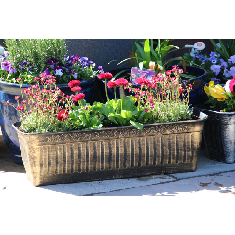 Yasmine Planter Box, Antique Gold, 17 cm H x 59 cm W x 19 cm D