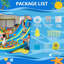 8-in-1 Inflatable Water Slide Bouncy Castle, 550W Blower, Large Pool Double Slides & Climbing Walls, Oxford Fabric for Kids Indoor Outdoor Play