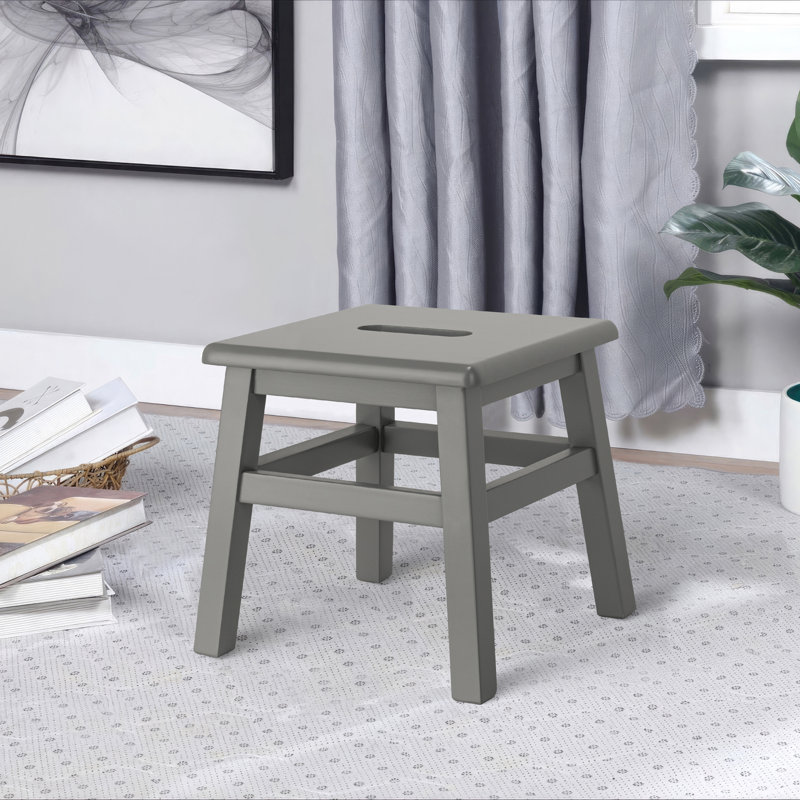 Blount 12.25'' Tall 1 - Step Solid Hardwood Lightweight Step Stool for Adults and Kids with 200 Lbs Capacity, Gray, Gray, 2