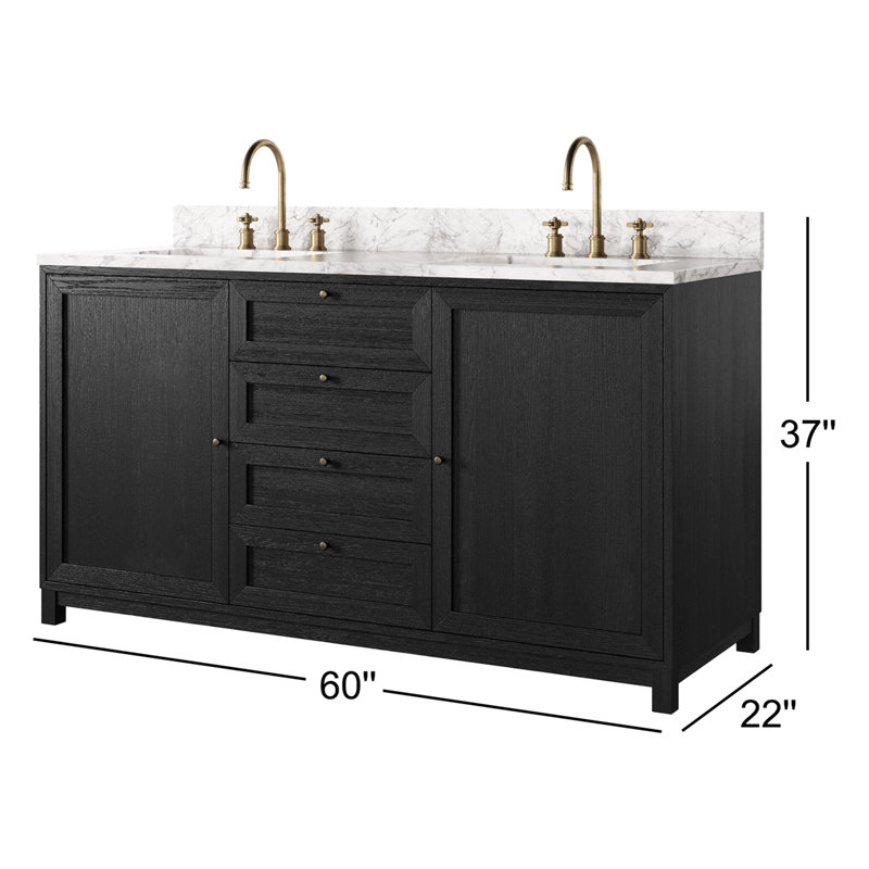 Millie Double Vanity-Satin Drifted Black Veneer, Black