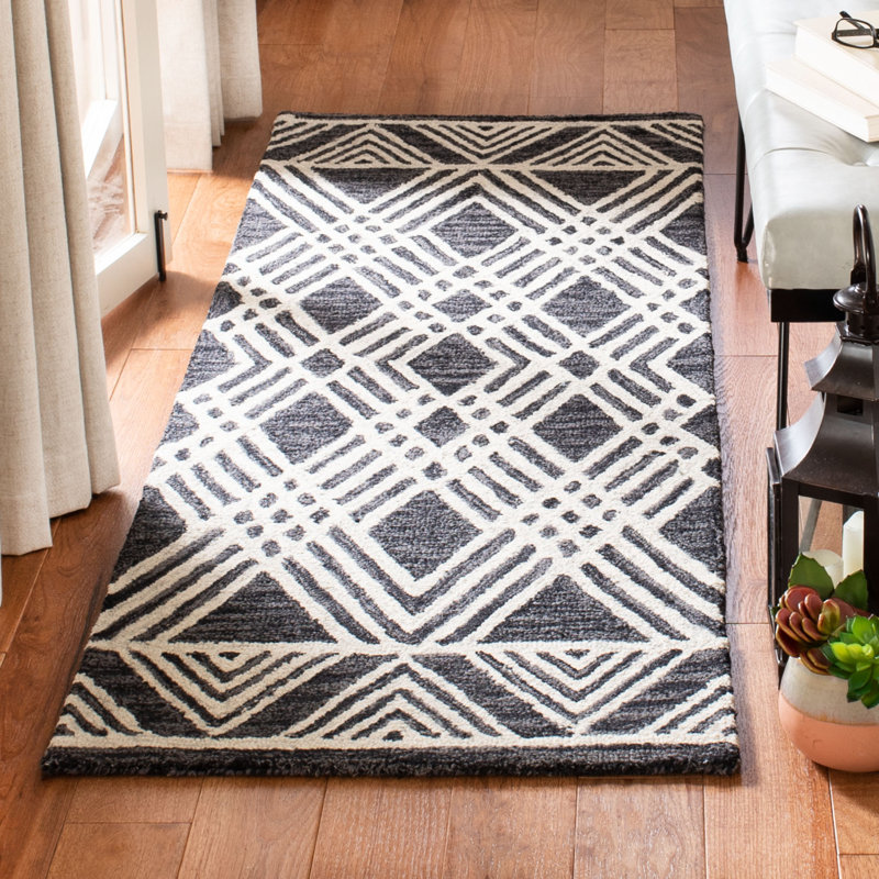 Tapis en laine touffeté à la main Vedika, Tapis de couloir 2 pi 6 po x 9 pi