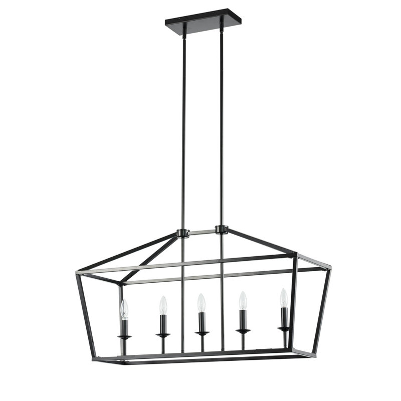 Lustre linéaire pour îlot de cuisine à 5 lumières Chiel