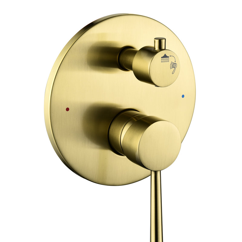 Robinet de douche de salle de bain en or brossé, avec pomme de pluie en acier inoxydable 10 po et robinet à main, or