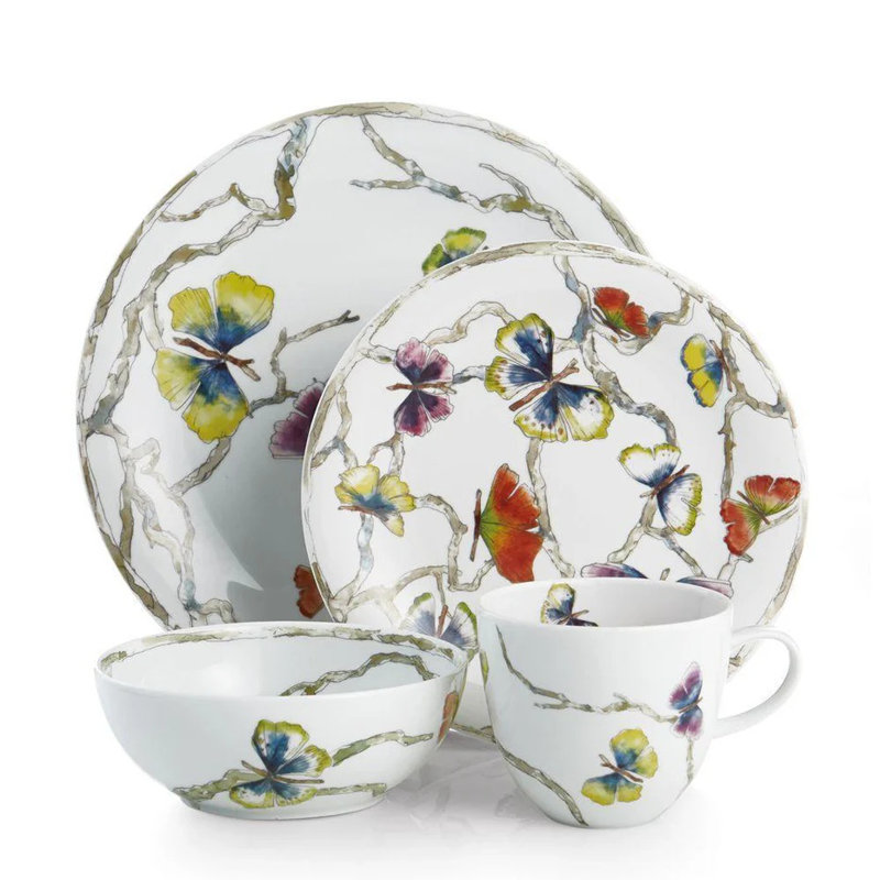 Butterfly Ginkgo Handmade Porcelain Salad/Dessert Plate