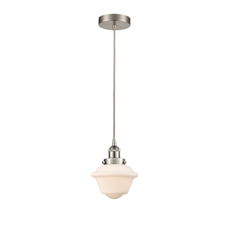 Luminaire suspendu 1 lumière Calliope, Blanc, Nickel satiné brossé