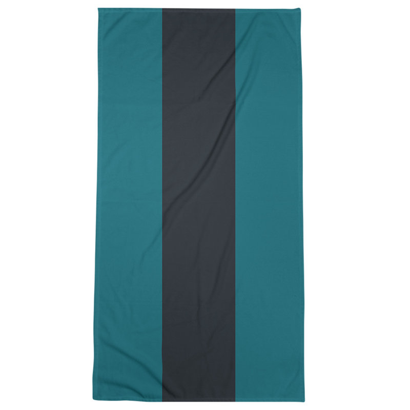 Cotton Blend Beach Towel, Light Teal/Black