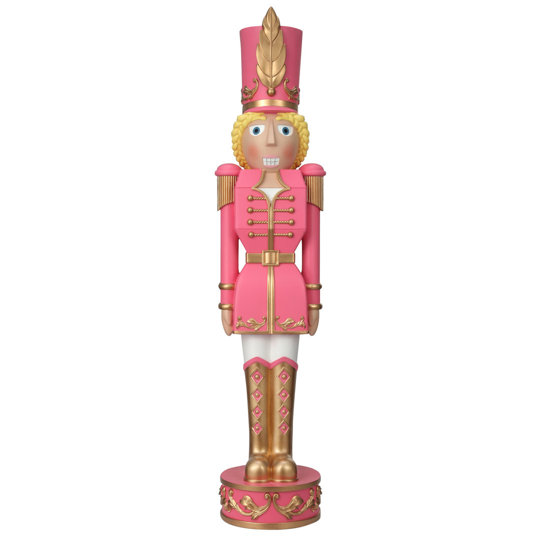 37" Christmas Female Nutcracker Pink/Gold - Solid Resin Construction Haute Decor