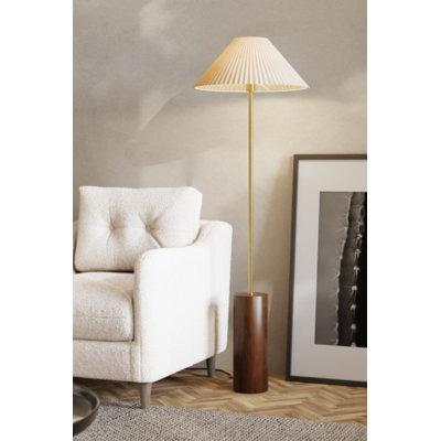 Antiqued Cream Floor Lamp, 63.0 in Tall, Metal Body, 15.7 in Diameter Shade | E27 Socket, Max 40W, IP20 | Includes Setup Instructions, Stylish & Functional Lighting for Living Room & Bedroom Decor