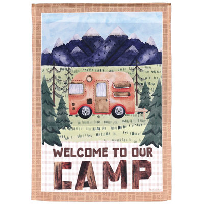 Drapeau de jardin «Welcome To Our Camp»