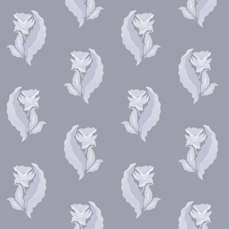 Morning Glory - Purpled Gray Botanical Wallpaper