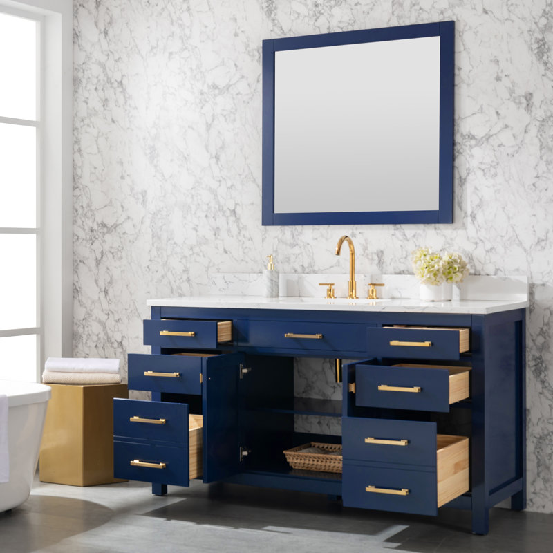 Ensemble de meuble-lavabo simple 60 po Ajhane, Marine