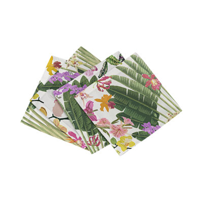 Serviettes de table fantaisie en satin de coton tropical
