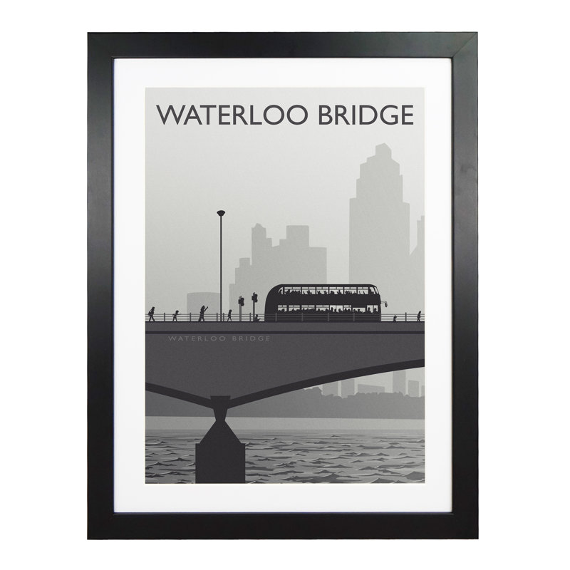 Waterloo Bridge Portrait - Print, 40cm H x 30cm W x 3cm D, Black Framed