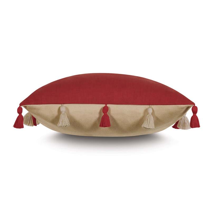 Joaquin Reversible Red and Beige Cotton Decorative Pillow